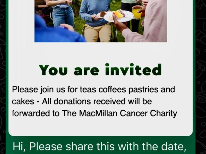 MacMillan Coffee Morning -@&nbsp;Cafe4All